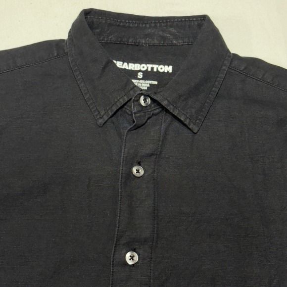Bearbottom Other - Bearbottom Linen Cotton Shirt Mens Small Black Short Sleeve Button Down Casual